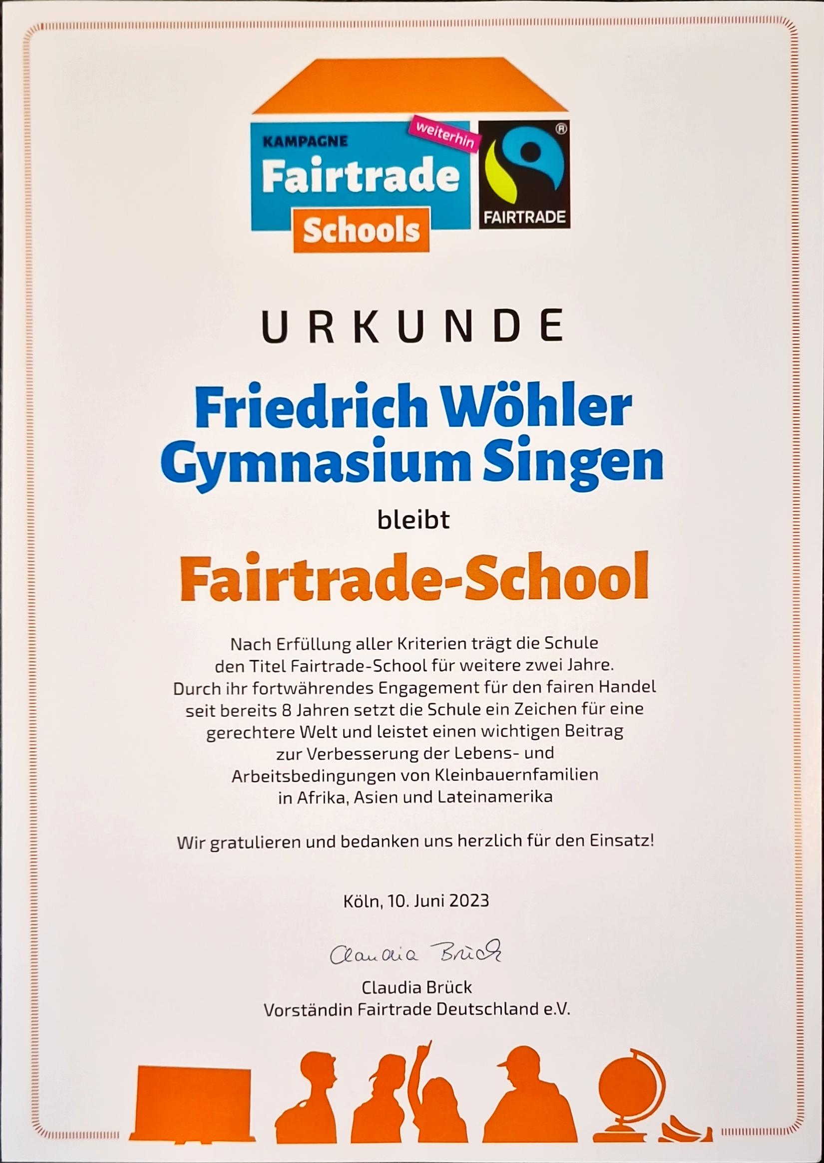 Fairtrade Urkunde