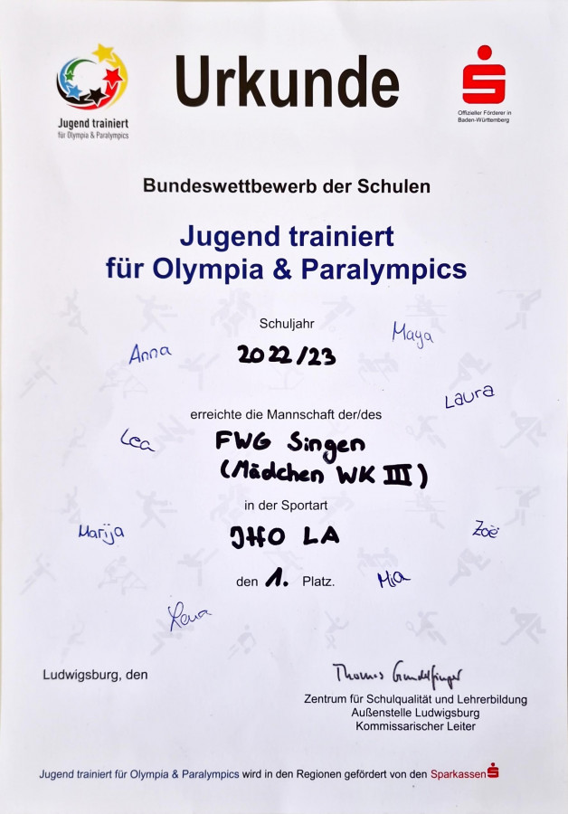 1. Platz bei Jugend trainiert für Olympia