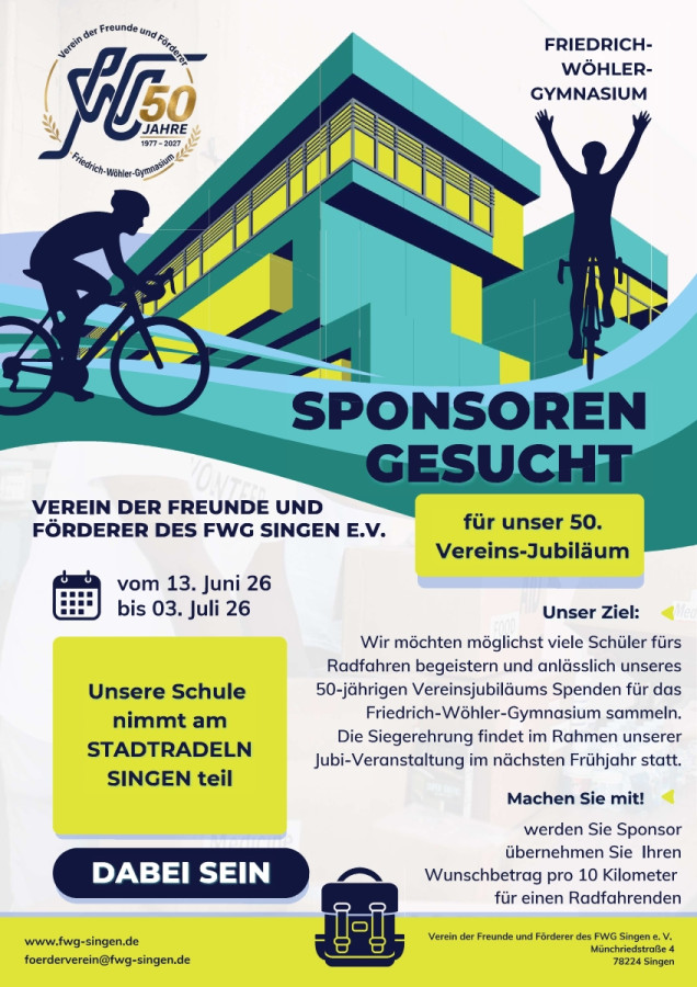 Schulradeln 2026 vom 13.06. bis 03.07.2026 - dieses Jahr mit einem Preis für die erfolgreichste Klasse!